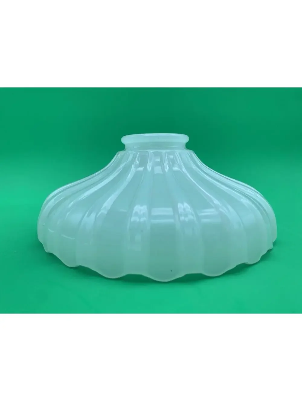 Vintage Milk Glass Ribbed Clam Broth Pattern Lamp or Light Fixture Shade - 7.25